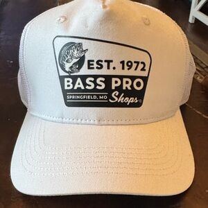 Bass Pro Shops White Trucker Hat with Black Logo